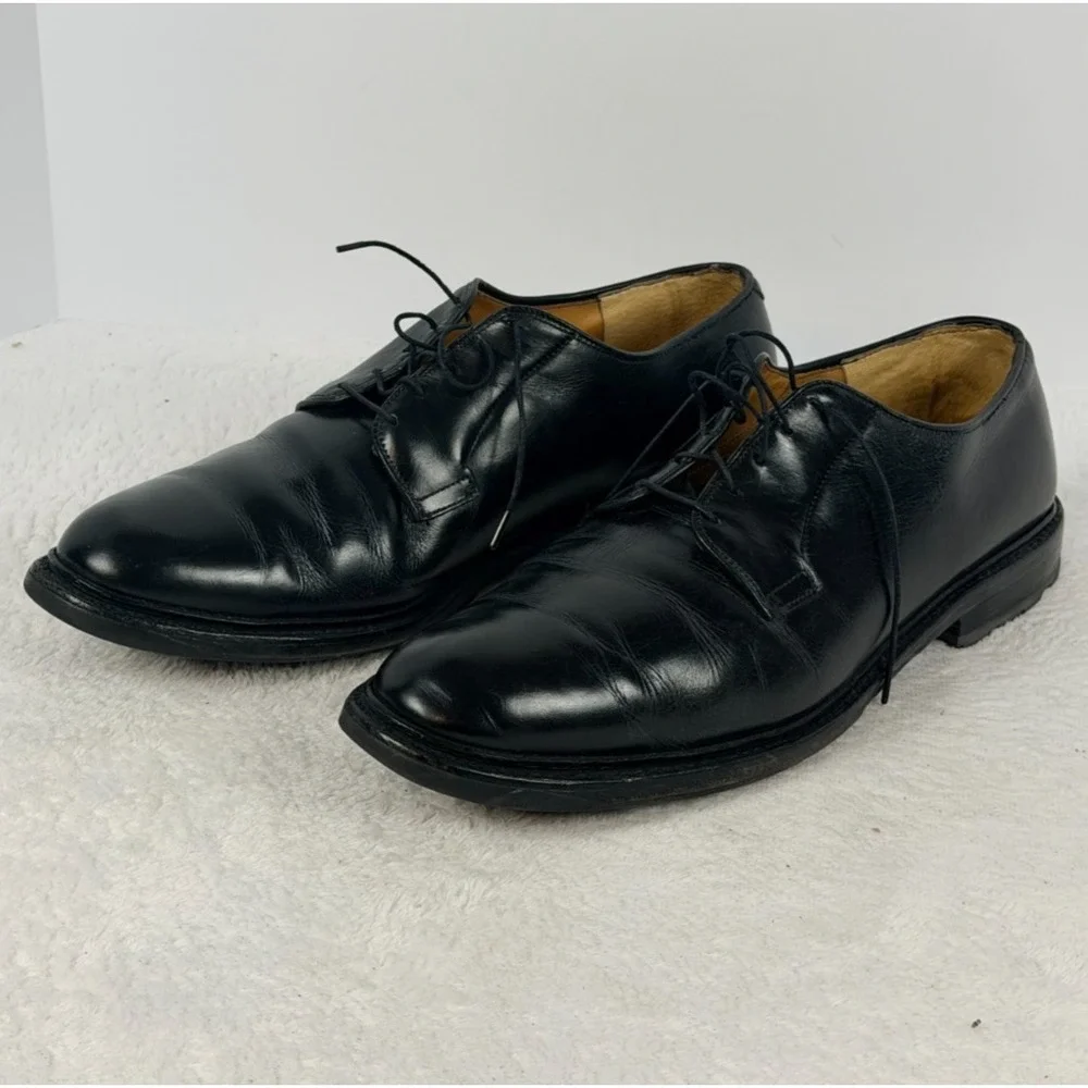 Nettleton Black Leather Plain Toe Derby Dress Shoes Men's 13 C Vintage USA